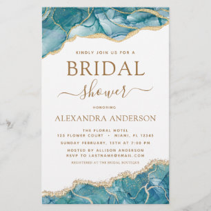 Budget Agate Turquoise Bridal Shower Teal Gold