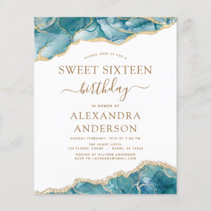 Budget Agate Turquoise Sweet 16 Teal Gold Flyer