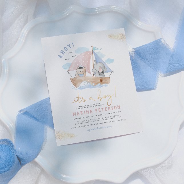 Budget Ahoy Elephant Sailor Baby Boy Baby Shower (Creator Uploaded)