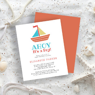Budget Ahoy Its a Boy baby shower Invitation