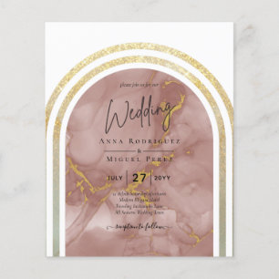 BUDGET All-in1 Gold Dusty Rose Marble Arch Wedding Flyer