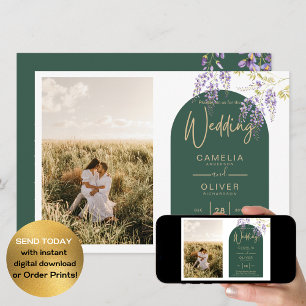 Budget All-in1 PHOTO Wedding Wisteria QR Code INV Invitation