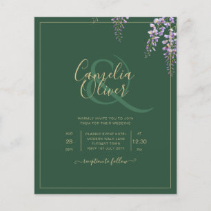 BUDGET All-in1 WISTERIA Gold Text Green WEDDING Flyer