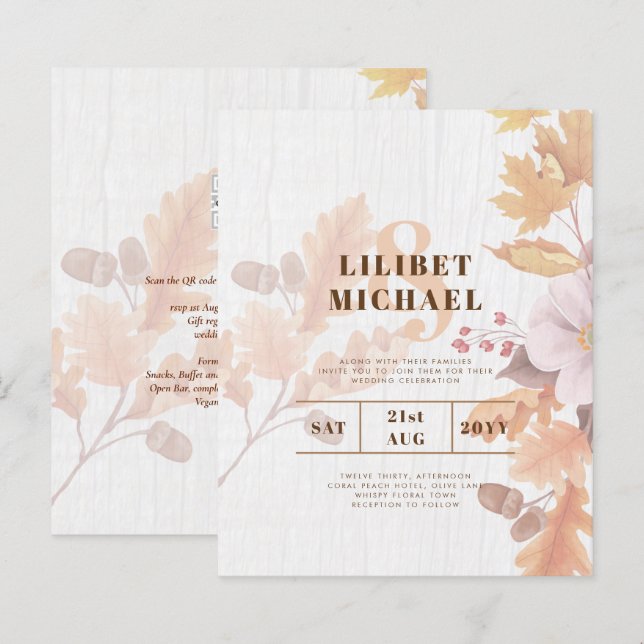 BUDGET All-in-1 Fall Leaves Terracotta Wedding (Front/Back)