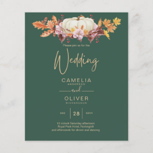 BUDGET All-in-1 Fall Pumpkin Green Gold Wedding Flyer
