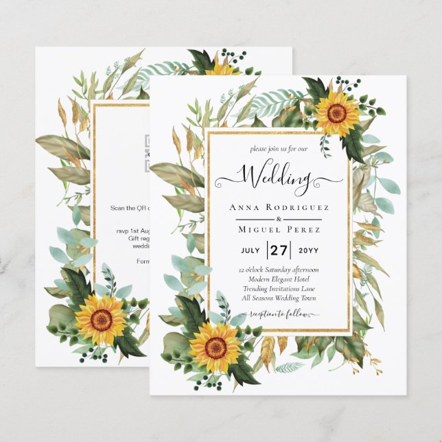 BUDGET All-in-1 Rustic Sunflowers Greenery Wedding (Front/Back)