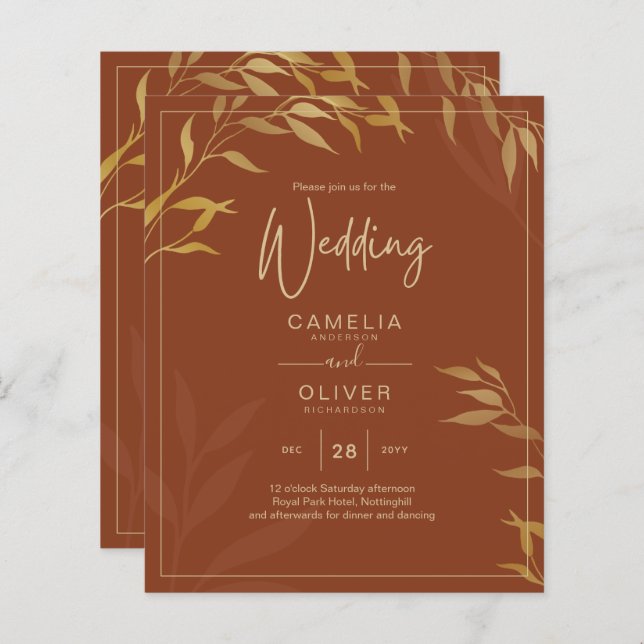 Budget All-in-1 Rustic Terracotta GOLD Wedding (Front/Back)