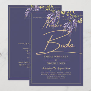 BUDGET All-In-1 Wisteria Dusty Purple Gold Wedding Invitation