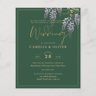 BUDGET All-in-1 WISTERIA Gold Text Green Wedding Flyer