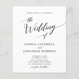 Budget All in One Black Calligraphy Wedding Invite