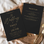 Budget All in One Black Gold Wedding Script<br><div class="desc">Introducing our Black Gold Wedding Modern Typography Script Invitation: Make a statement with our elegant wedding invitations featuring modern typography and luxurious black and gold accents. Crafted with meticulous attention to detail, these invitations exude sophistication and style, setting the tone for your special day. The sleek black background is adorned...</div>