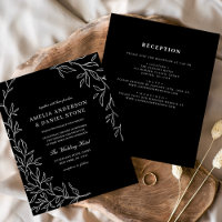 Budget All in One Black & White Wedding Invitation