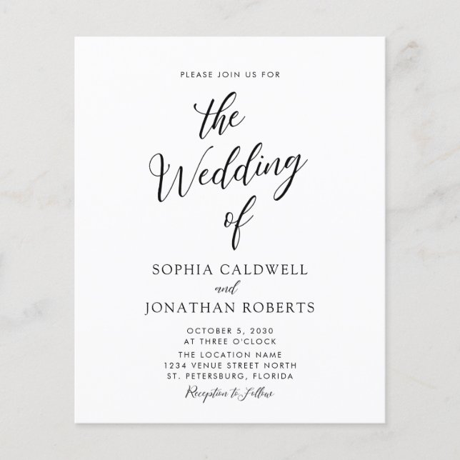 Budget All in One Calligraphy Wedding Invitation (Front)
