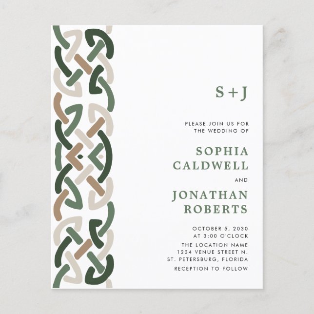 Budget All in One Celtic Knot Motif Wedding Invite (Front)