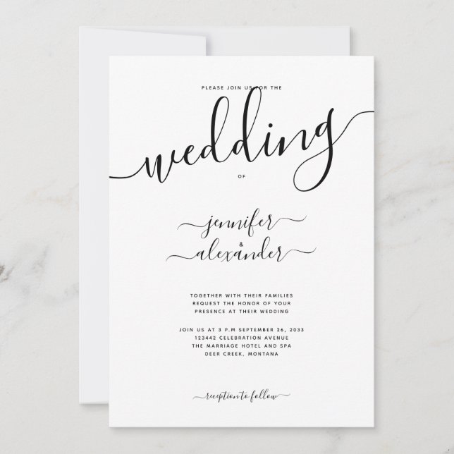 Budget All In One Chic Calligraphy Wedding Invitation (Front)