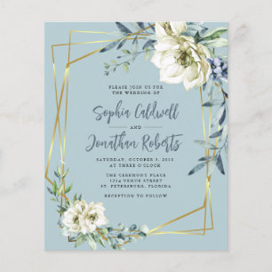 Budget All in One Dusty Blue Floral Wedding Invite