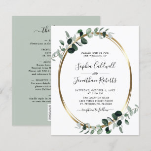 Budget All in One Eucalyptus Sage Wedding Invite