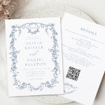 Budget All In One French QR Code Wedding<br><div class="desc">Transport your guests to an era of elegance and romance with our Victorian Vintage French Blue Floral Wedding Invitation. Inspired by the opulence of the Victorian era and adorned with delicate French blue florals, this invitation exudes timeless sophistication. Crafted with meticulous attention to detail, the intricate floral design and vintage-inspired...</div>