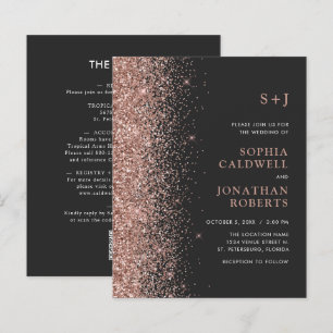 Budget All in One Glitter Charcoal Wedding Invite