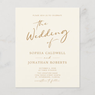 Budget All in One Gold Calligraphy Wedding Invite