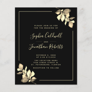 Budget All in One Gold Eucalyptus Wedding Invite