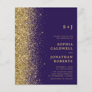 Budget All in One Gold Glitter Wedding Invitation