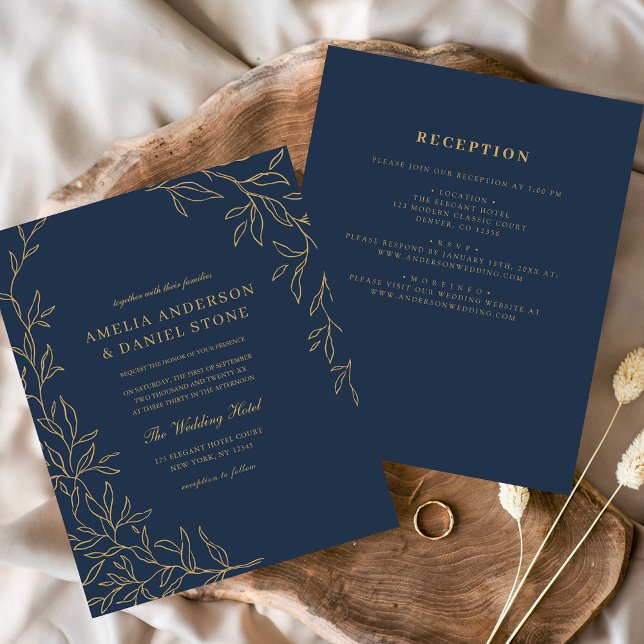 Budget All in One Navy Blue Wedding Invitation Flyer (Creator Uploaded)