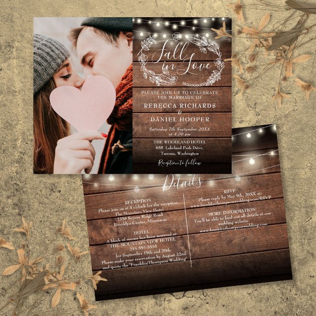 Budget All In One Photo Fall Wedding Invite (Budget All In One Photo Fall Wedding Invite)