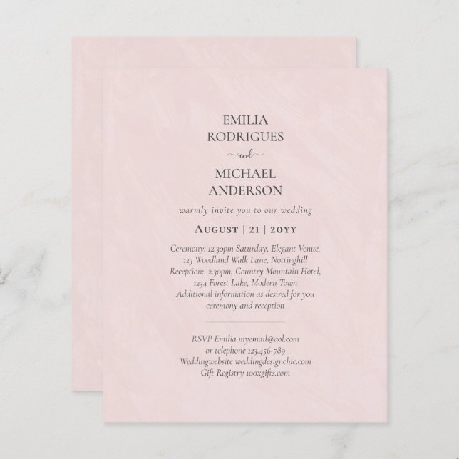 Budget All in One Wedding RSVP Details Registry (Front/Back)