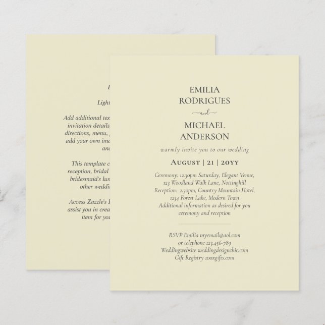 Budget All in One Wedding RSVP Details Registry (Front/Back)