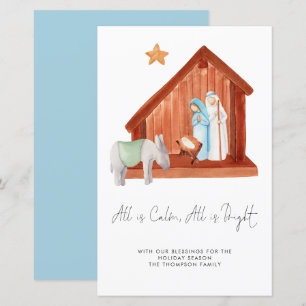 Budget All Is Calm Minimal Nativity Holiday Card