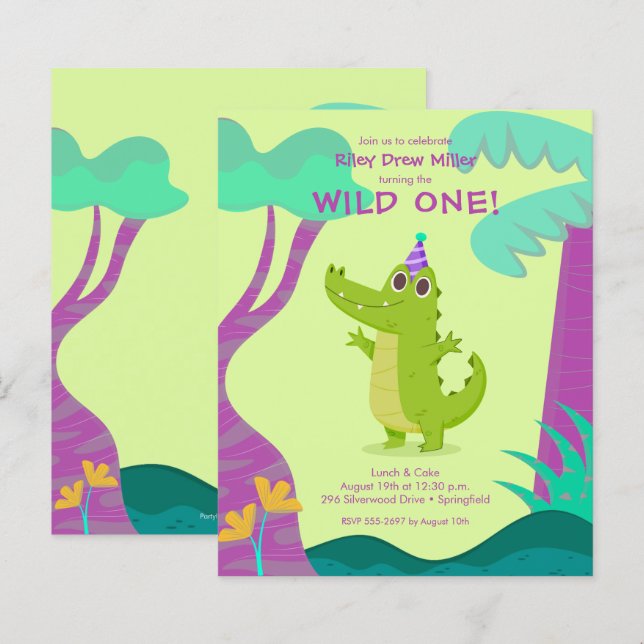 Budget Alligator Kid's Birthday Invitations (Front/Back)