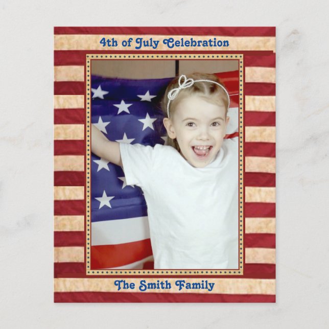 BUDGET American Flag 4th of JULY BBQ Invitation (Front)