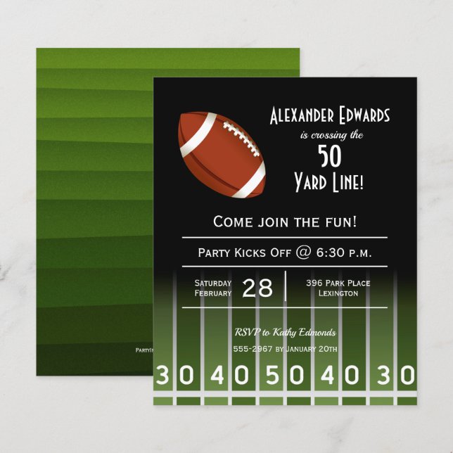 Budget American Football Birthday Invitation (Front/Back)