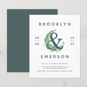 Budget Ampersand Eucalyptus Wedding Invitation