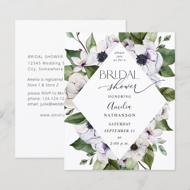 Budget Anemone White Floral Bridal Shower (Front/Back)