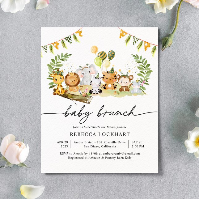 Budget Animal Safari Party Baby Brunch Invite  (Creator Uploaded)