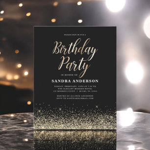 Budget Any Age Birthday Gold Black Glitter Flyer