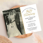 Budget Any Anniversary Year Wedding Photo Invite<br><div class="desc">A budget wedding photo anniversary invitation that's perfect for any year anniversary. You can customize the colour to match your anniversary celebration. Designed by Thisisnotme©</div>