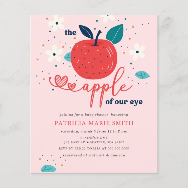 Budget Apple of Our Eye Fall Girl Baby Shower (Front)