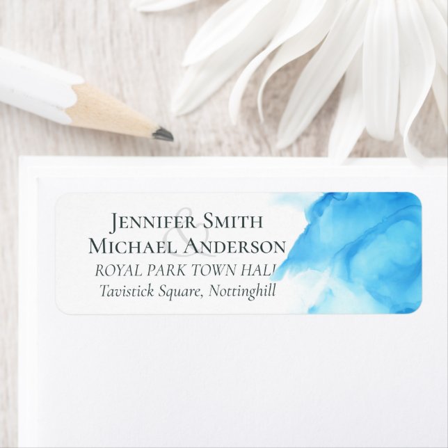 Budget Aqua Blue Watercolor Wash Wedding (Insitu)