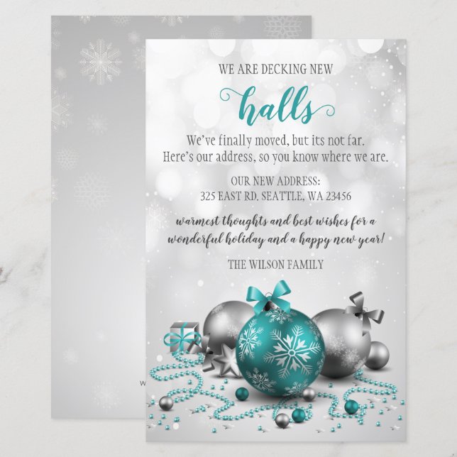 Budget Aqua Decking New Halls Moving Holiday Card (Front/Back)