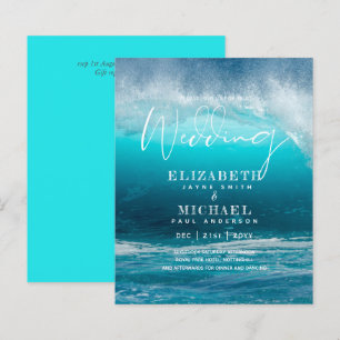 BUDGET Aqua Ocean Wedding Invite Beach Destination