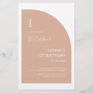 Budget Arch Blush Pink 1st Birthday Invite