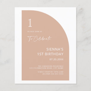 Budget Arch Blush Pink 1st Birthday Invite