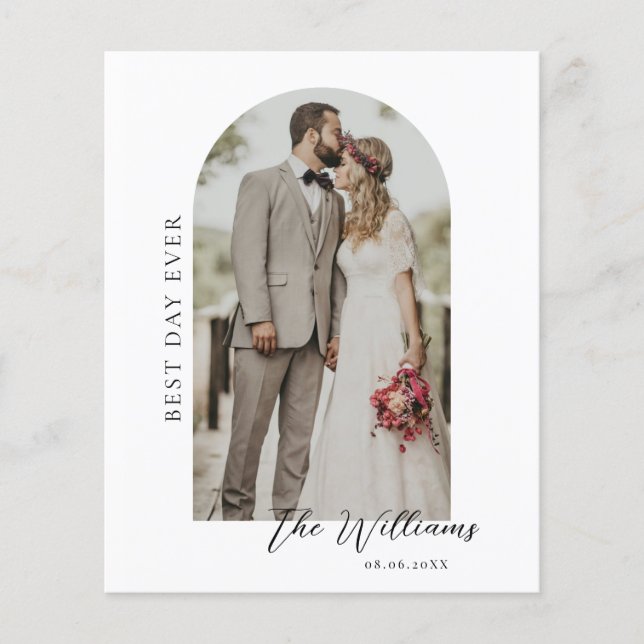 Budget Arch Frame Wedding Photo Thank You Card (Front)