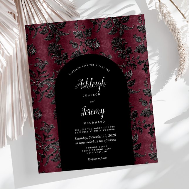 Budget Arch Moody Burgundy Black Damask Wedding (Creator Uploaded)