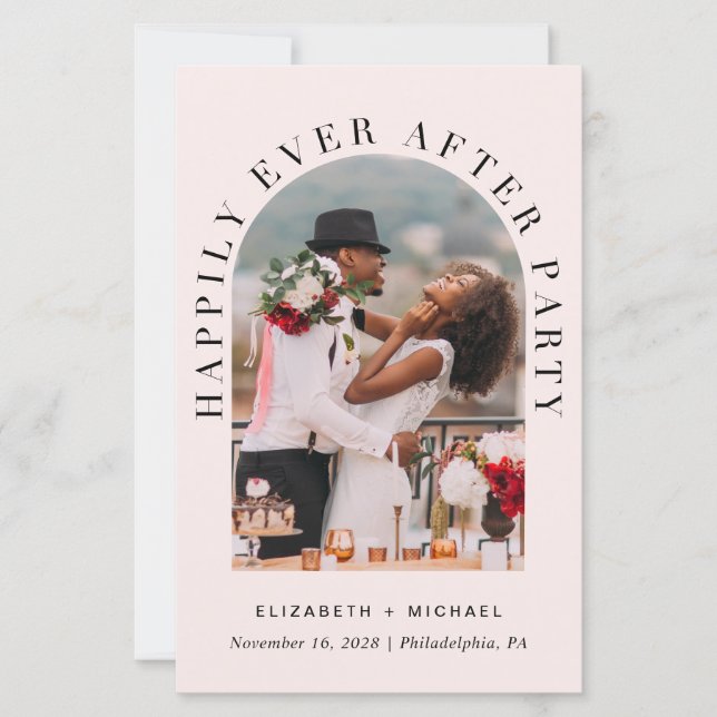 Budget Arch Photo Pink Wedding Reception Invite (Front)