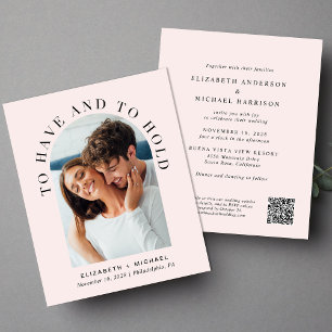Budget Arch Photo QR Code Pink Wedding Invitation