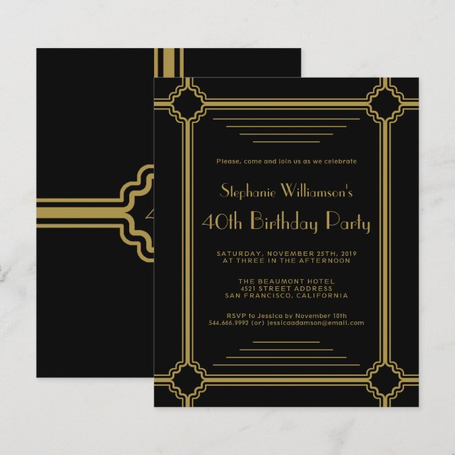 Budget Art Deco Any Age Birthday Party (Front/Back)